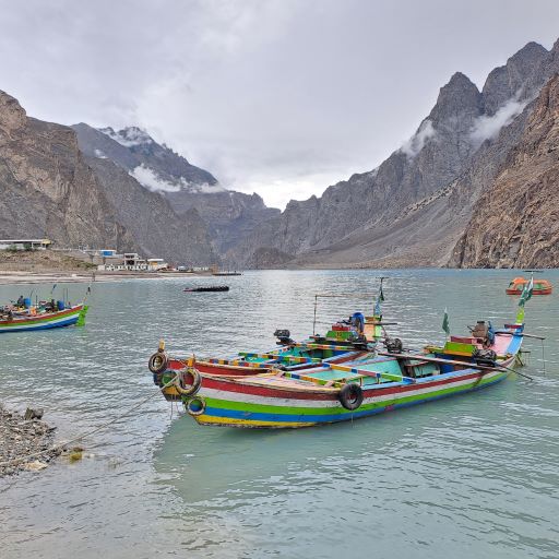 attabad lake hunza valley boats on the kalash valley tour