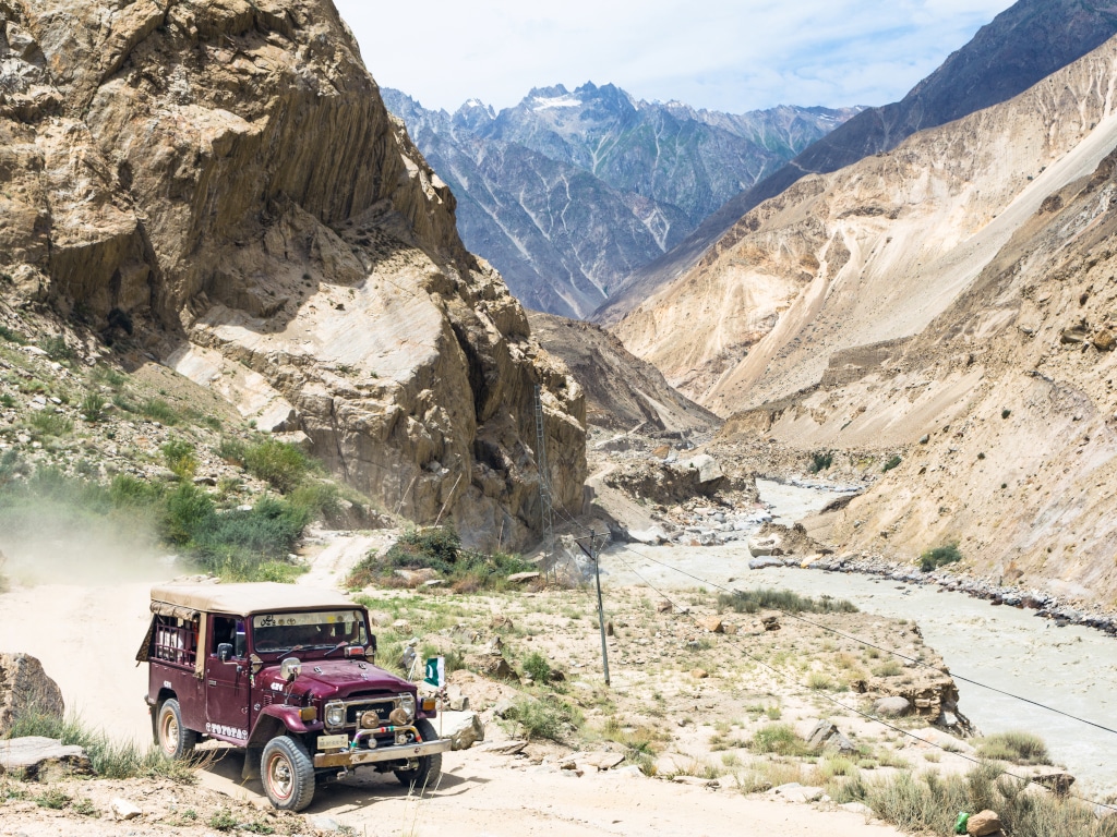 jeep ride on the trek to the base camp of k2